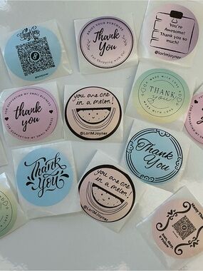 100 Custom 2” circle labels with your QR code or Thank You!